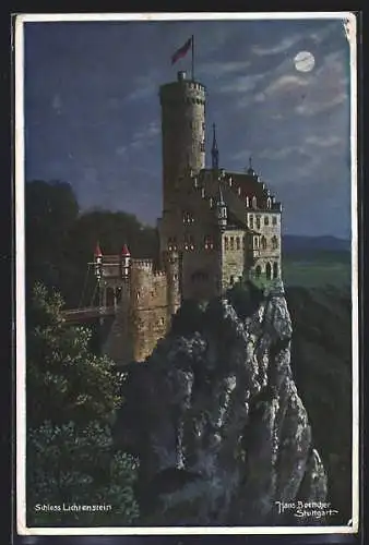 AK Schloss Lichtenstein im Mondenschein