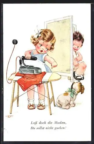 Künstler-AK H. Zahl: Lass doch die Mucken, Du sollst nicht gucken!