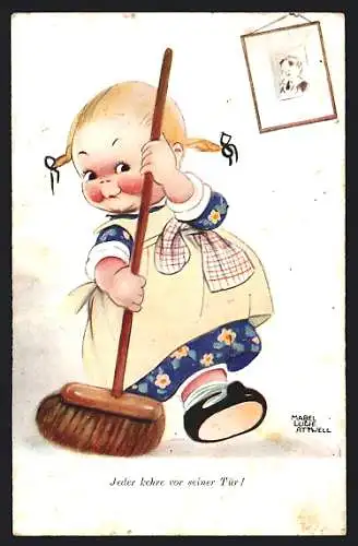 Künstler-AK Mabel Lucie Attwell: Jeder kehre vor seiner Tür!