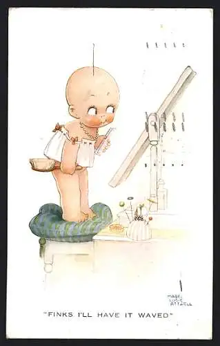 Künstler-AK Mabel Lucie Attwell: Finks I`ll have it waved
