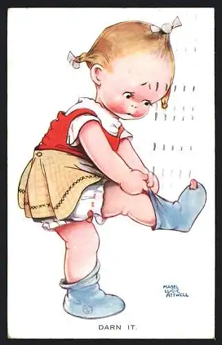 Künstler-AK Mabel Lucie Attwell: Darn it