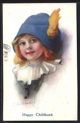 Künstler-AK Court Barber: Happy Childhood, Glückliche Kindheit, Portrait eines jungen Mädchens