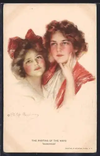 Künstler-AK Philip Boileau: zwei bildschöne junge Frauen, Maidenhood