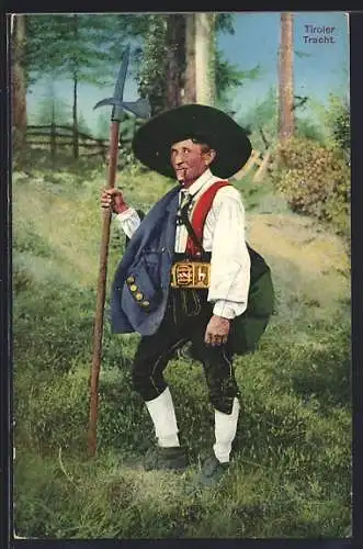 AK Bauer in Tiroler Tracht mit Hellebarde