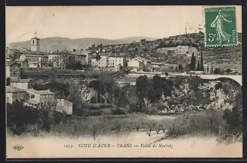 AK Trans, Vallée de Narthuby sur la Côte d`Azur avec vue sur le village et le paysage environnant