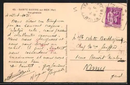 AK Sainte-Maxime, Vue générale du port et de la plage animée