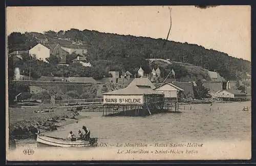 AK Toulon, Bains Sainte-Hélène au Mourillon avec barque sur l`eau