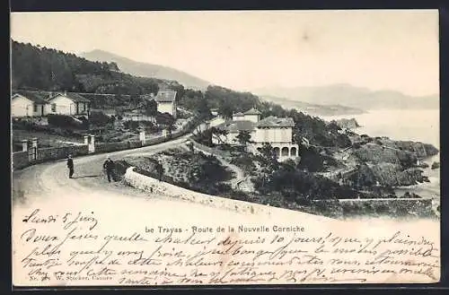 AK Le Trayas, Route de la Nouvelle Corniche avec vue sur la côte et les collines environnantes