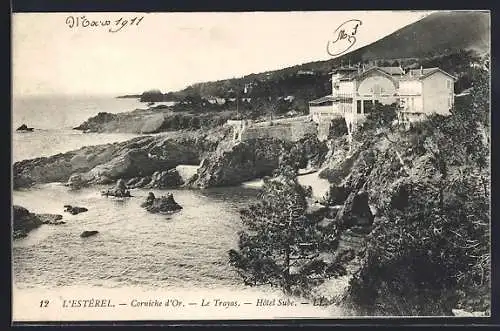 AK Le Trayas, Corniche d`Or et Hôtel Sube sur la côte rocheuse de l`Estérel