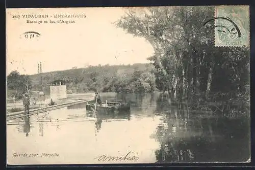 AK Vidauban, Barrage et lac d`Argens avec barque