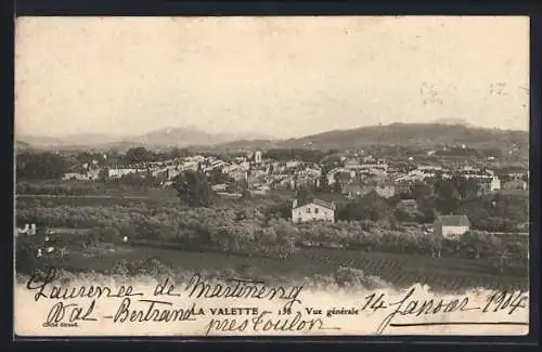 AK La Valette, Vue générale du village et des collines environnantes