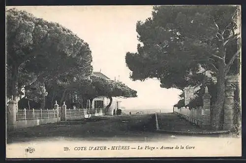 AK Hyères, La Plage, Avenue de la Gare