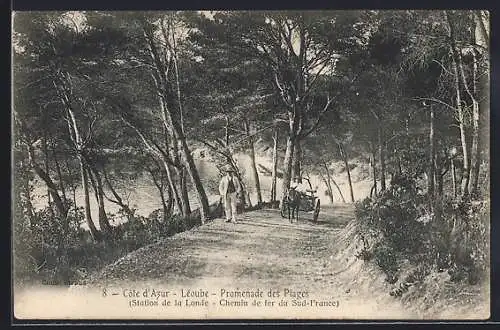 AK Léoube, Promenade des Plages à la Côte d`Azur avec chemin ombragé et promeneurs