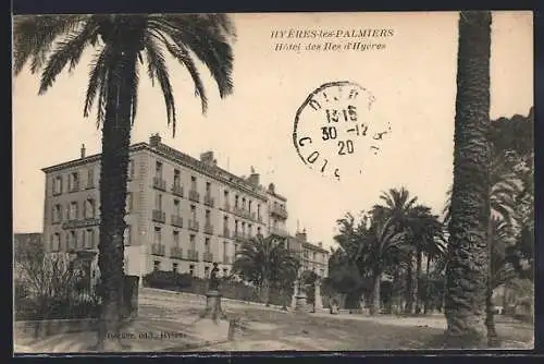 AK Hyères-les-Palmiers, Hôtel des Iles d`Hyères entouré de palmiers majestueux