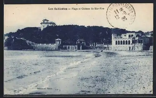 AK Les Sablettes, Plage et Château de Mar-Vivo