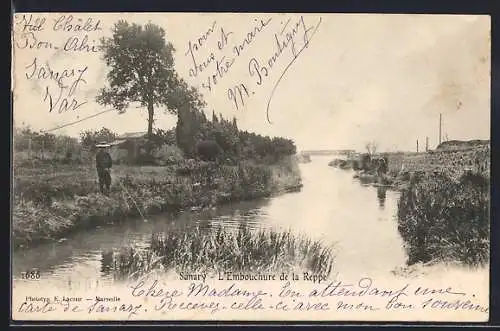 AK Sanary, L`embouchure de la Reppe avec pêcheur et paysage champêtre