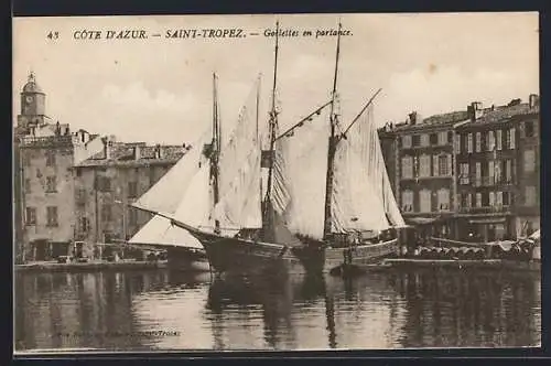 AK Saint-Tropez /Côte d`Azur, Goelettes en partance