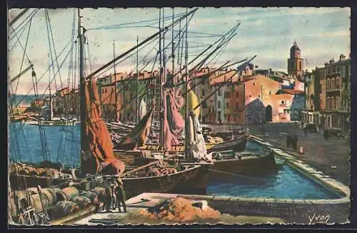 Künstler-AK Saint-Tropez /Var, Vue générale du port