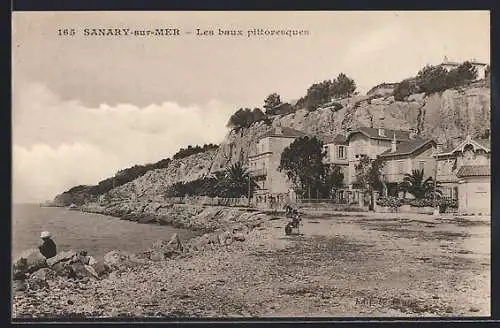 AK Sanary-sur-Mer, Les baux pittoresque, Häuser an Ufer
