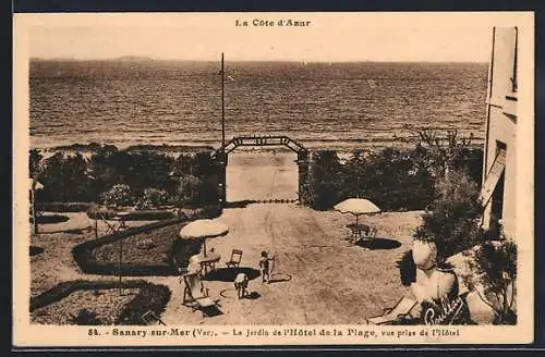 AK Sanary-sur-Mer /Var, Le Jardin de l`Hôtel de la Plage vue prise de l`Hôtel