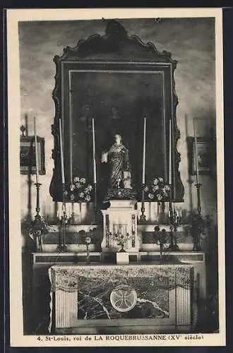 AK La Roquebrussanne, Statue de St-Louis (XVe siècle)