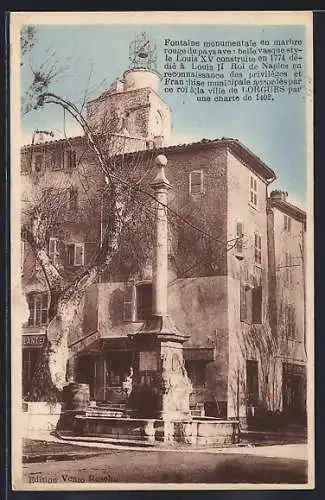 AK Lorgues, Fontaine monumentale en marbre dédiée à Louis XV