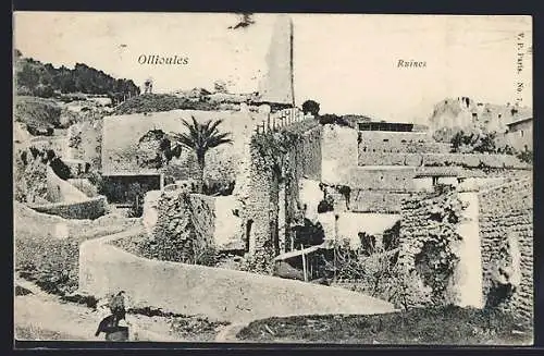 AK Ollioules, Ruines pittoresques et végétation luxuriante