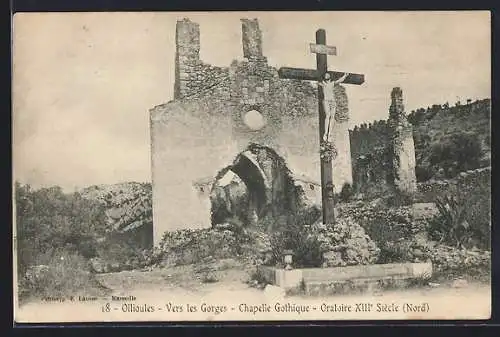 AK Ollioules, Chapelle Gothique et Oratoire XIIIe Siècle vers les Gorges