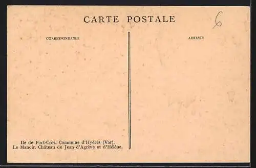 AK Hyères, Le Manoir, Château de Jean d`Agrève et d`Hélène