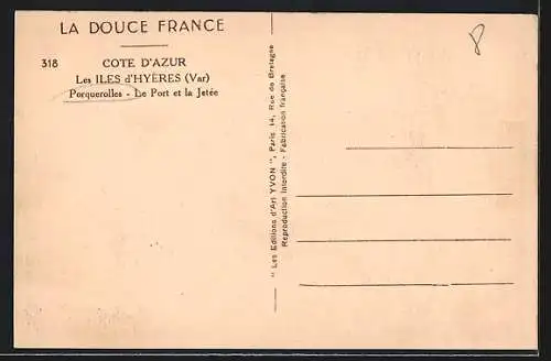 AK Porquerolles, De Port et la Jetée