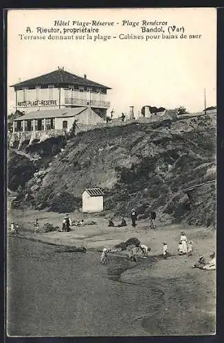 AK Bandol, Hôtel Plage-Réserve à la plage de Renécros avec cabines pour bains de mer