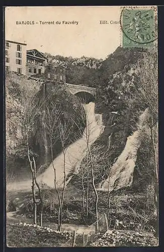 AK Barjols, Torrent du Fauvery et pont en arrière-plan