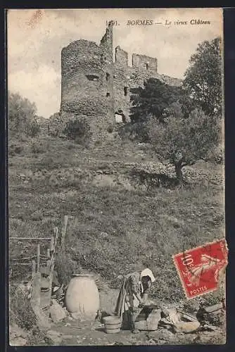 AK Bormes, Le vieux Château et scène pastorale