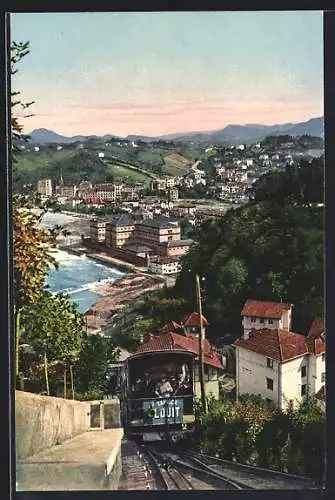 AK San Sebastian, Funicular del Monte Igueldo, Bergbahn