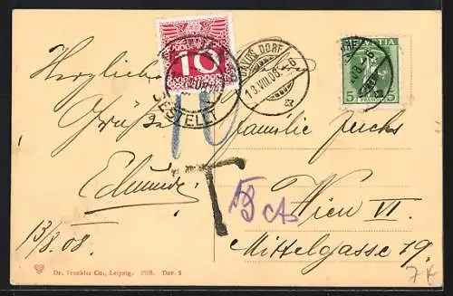 AK Davos, Teilansicht mit Schatzalpbahn