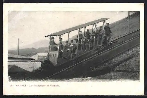 AK Napoli, La funicolare al Vesuvio, Bergbahn