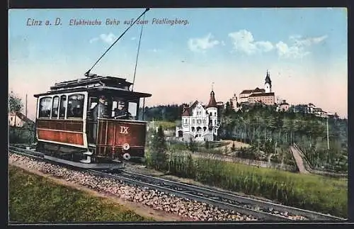 AK Linz /Donau, Elektrische Bergbahn auf dem Pöstlingberg