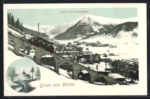 AK Davos, Bergbahn Schatzalpbahn im Winter