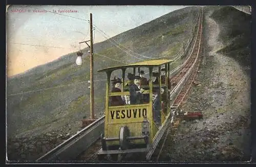 AK Napoli, Il Vesuvio & la Funicolare, Bergbahn