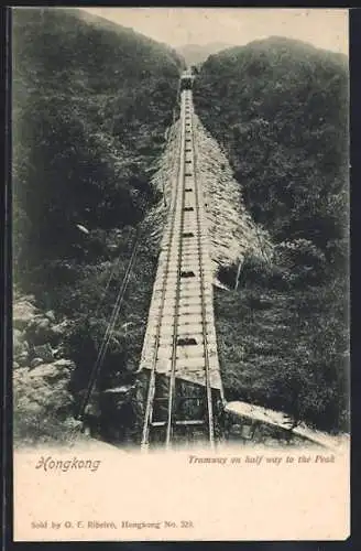 AK Hongkong, Tramway on half way to the Peak, Bergbahn