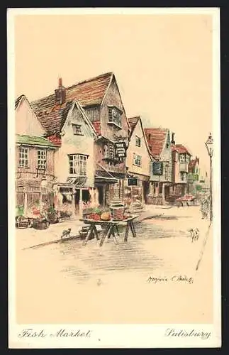 Künstler-AK Salisbury, Fish Market