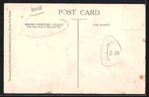 AK Bishop`s Stortford, College, View from steps of Memorial Hall