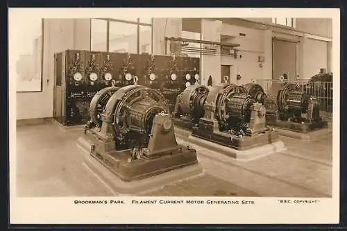 AK Brookman`s Park, Filament current motor generating sets