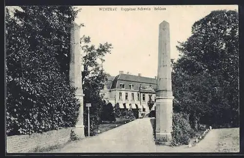 AK Wustrau /Ruppiner Schweiz, Auffahrt zum Schloss