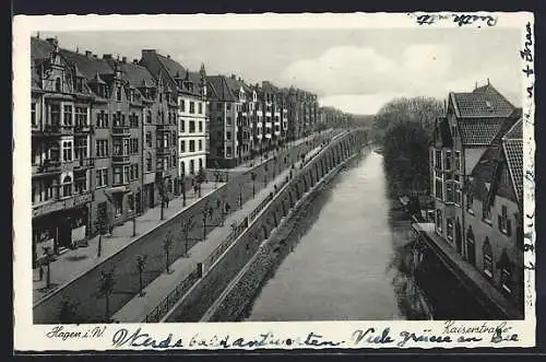 AK Hagen i. W., Kaiserstrasse mit Geschäften