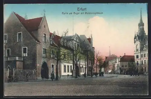 AK Erfurt, Partie am Anger mit Divisionsgebäude