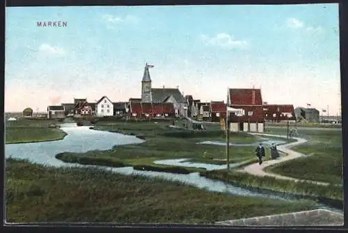 AK Marken, Ortsansicht mit Flusspartie