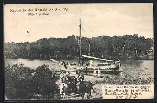 AK Rosario de Sta. Fé, Paisaje en el Riacho de Alberdi