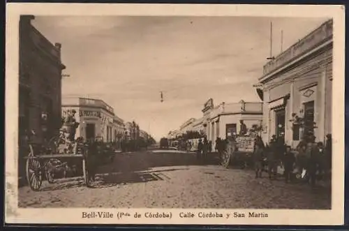 AK Bell-Ville /Córdoba, Calle Córdoba y San Martin
