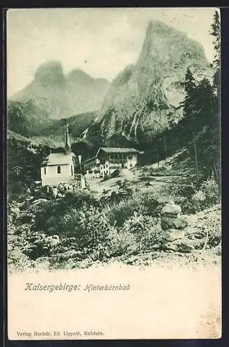AK Hinterbärnbad im Kaisergebirge, an der kleinen Kapelle